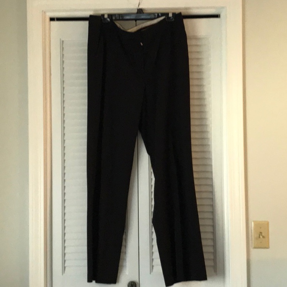 Michael Kors black pants with black pin stripes.
